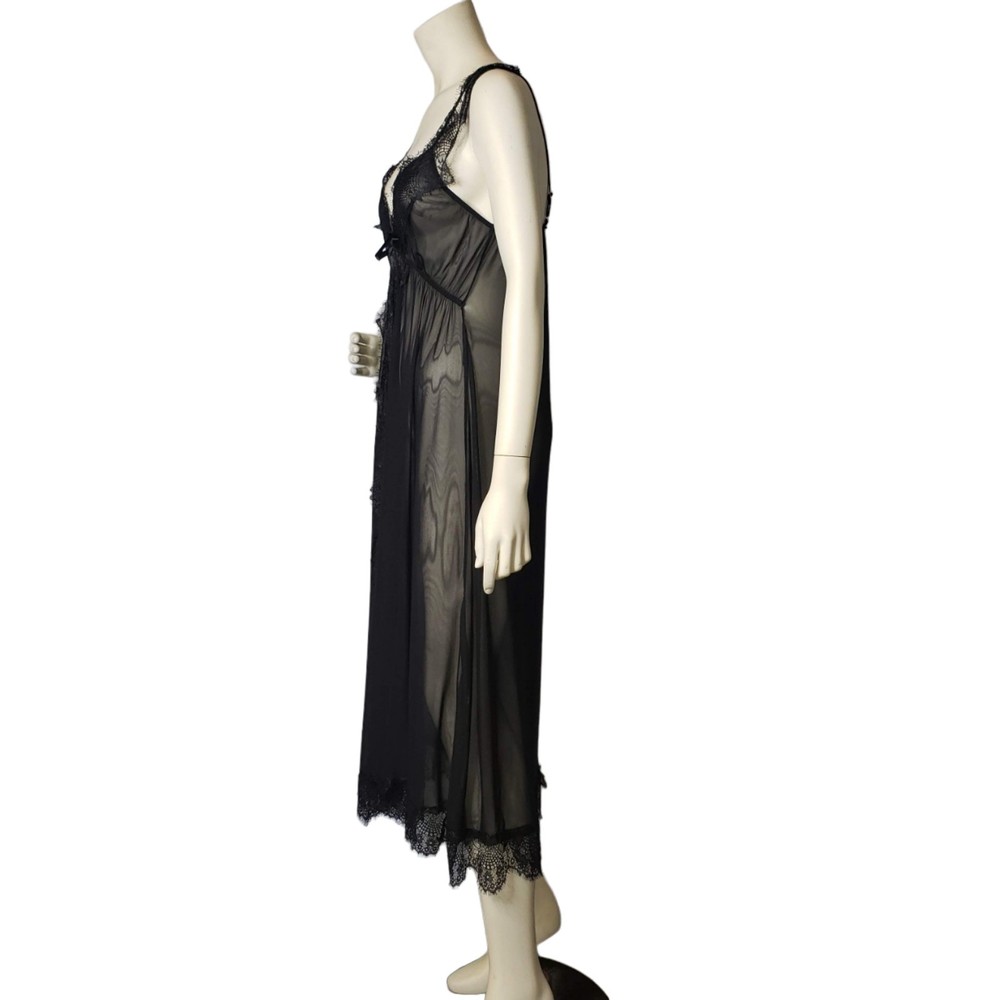 SHEIN Black Open Front Long Sheer Lace Nightgown Nightie Negligee Plus Size 4XL - Picture 5 of 11
